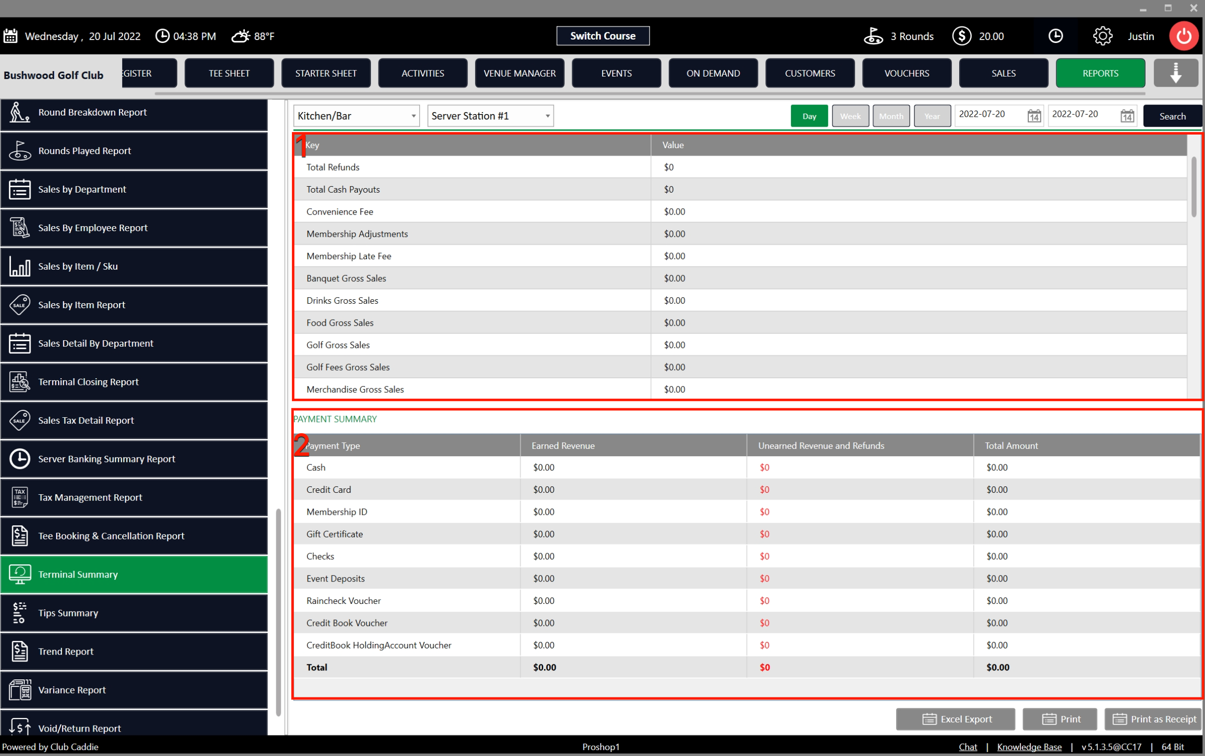 Terminal List Summary