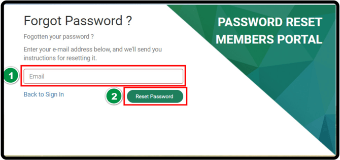 Forgot Password screen with the Email field and Reset Password button