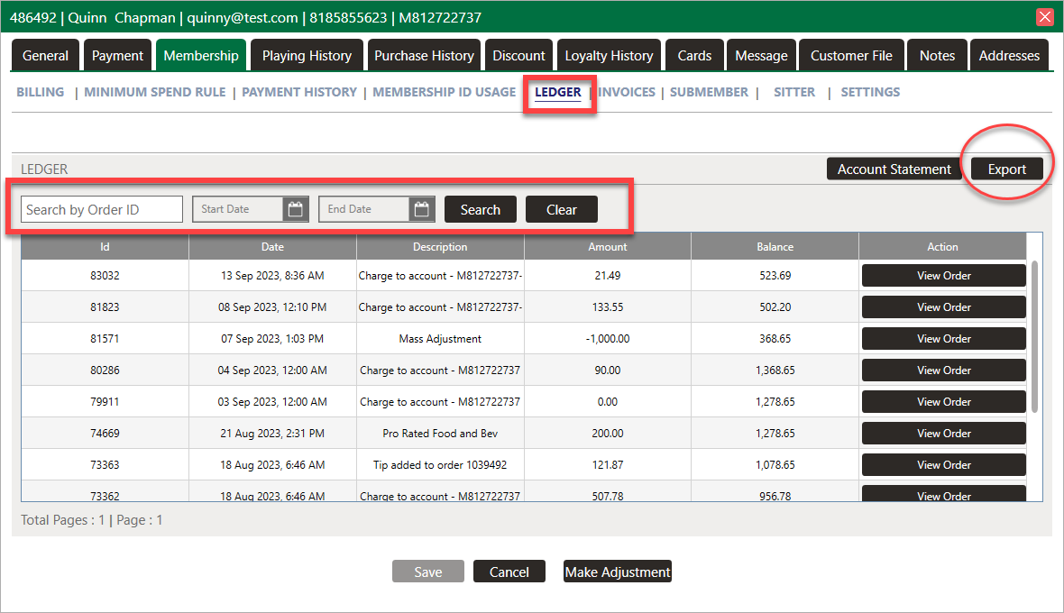 Members : Member Ledger