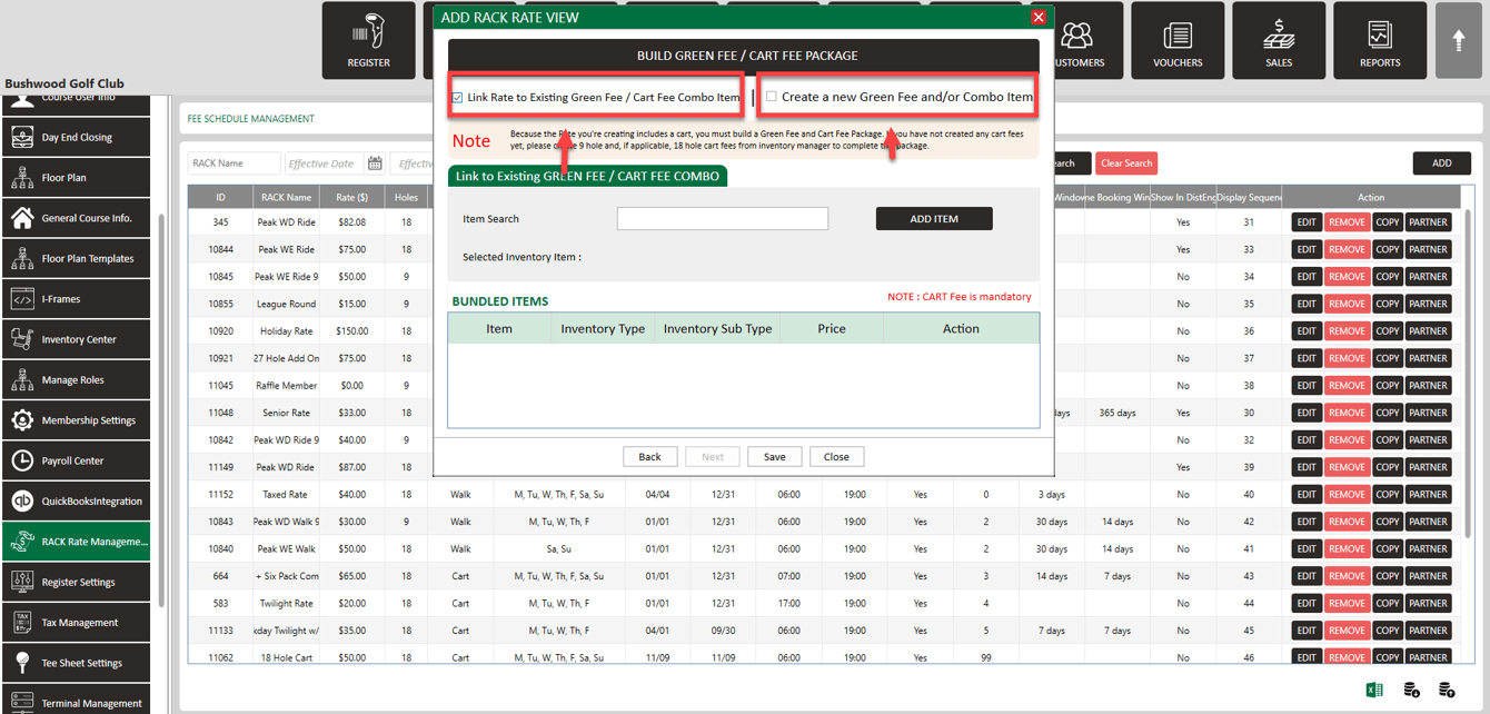 Settings : Rack Rate Management
