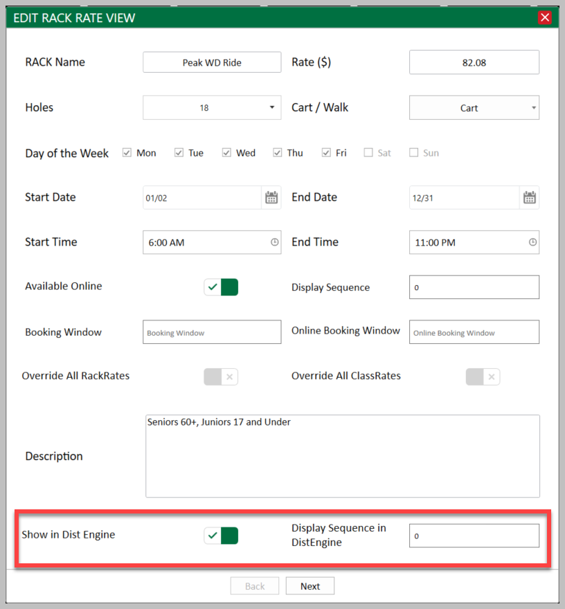 Settings : Rack Rate Management