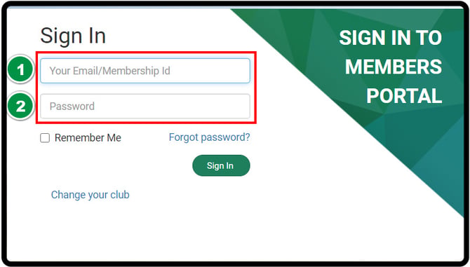 Signing in with an email address or Membership ID and password