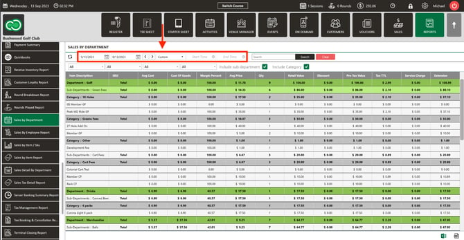 Calendar drop-down for a from and till date range