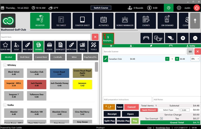 New Anonymous customer tab created from a Register item