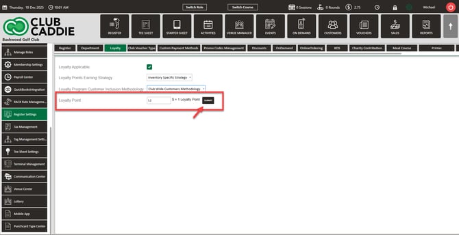 Item with no loyalty type earning zero