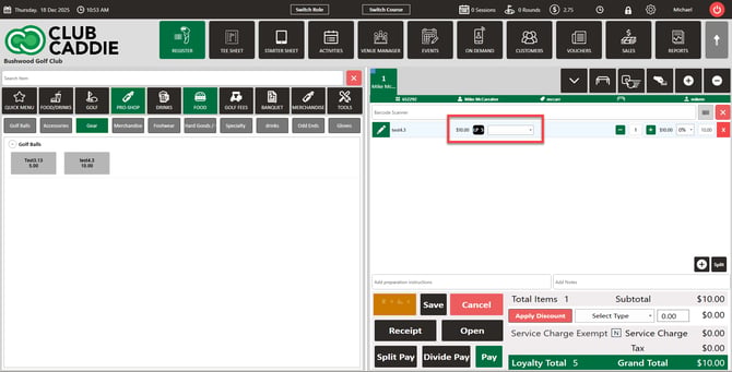 Ringing up a sale to confirm points are earned