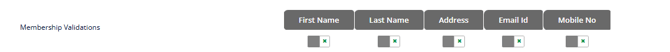 Membership Validations row of toggles