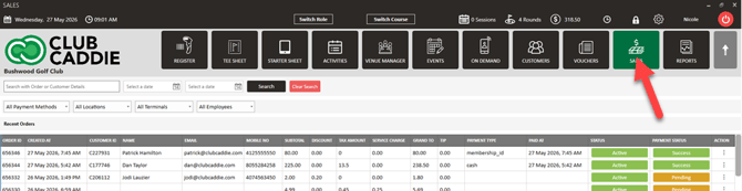 Sales tab in the header