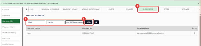 The ADD SUB MEMBERS fields on the SUBMEMBER tab