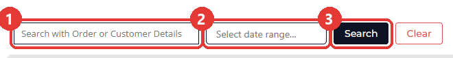 Search box, date range and Search button