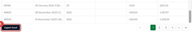 Export Excel button below the list
