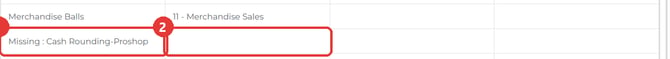 A Missing row with a blank Account column
