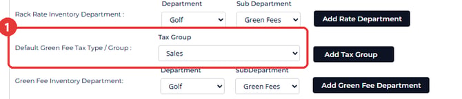 Tee Sheet Settings with the Default Green Fee Tax Type / Group setting