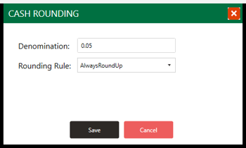 CASH ROUNDING window