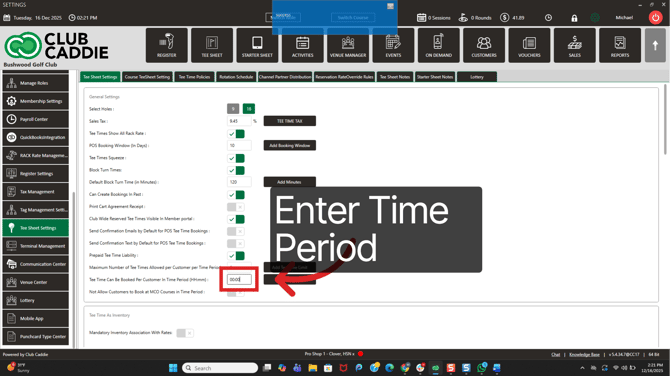 Time Period box with a duration entered