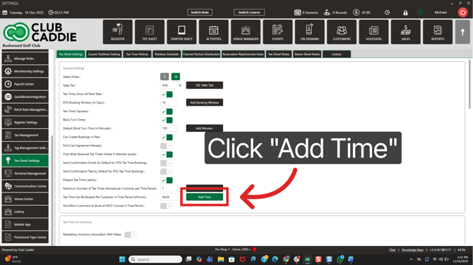 Add Time button saving the time period