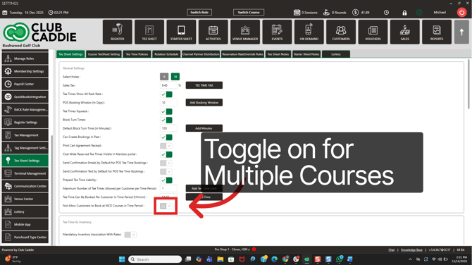 MCO booking limit setting for multi-course operations